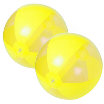 2x stuks opblaasbare strandballen plastic geel 28 cm - Strandballen