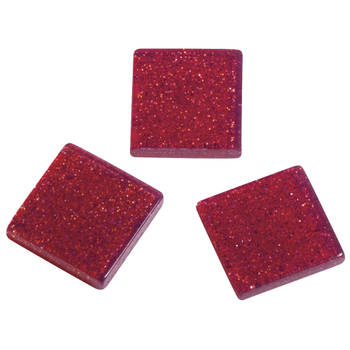 205x stuks acryl glitter mozaiek steentjes bordeaux rood 1 x 1 cm - Mozaiektegel