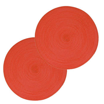 Set van 6x stuks placemats gevlochten kunststof rood 38 cm - Placemats