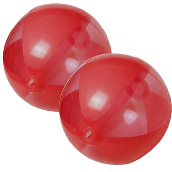 2x stuks opblaasbare strandballen plastic rood 28 cm - Strandballen