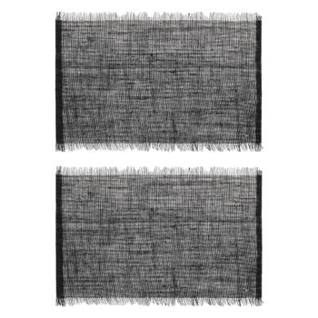 Set van 4x stuks placemats uni zwart jute 45 x 30 cm - Placemats