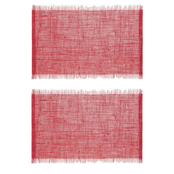 Set van 4x stuks placemats uni rood jute 45 x 30 cm - Placemats