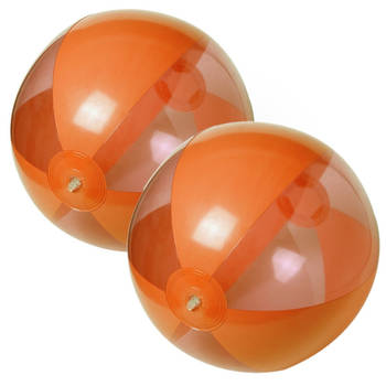 2x stuks opblaasbare strandballen plastic oranje 28 cm - Strandballen