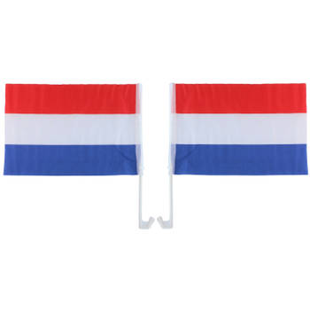 Nederland/Holland autovlaggen setje van 2 stuks 30 x 45 cm - Feestdecoratievoorwerp