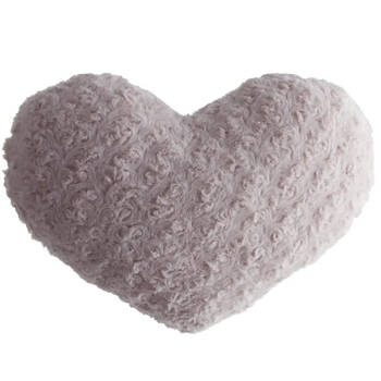 Pluche kussen hart oud roze 28 x 36 cm - Sierkussens