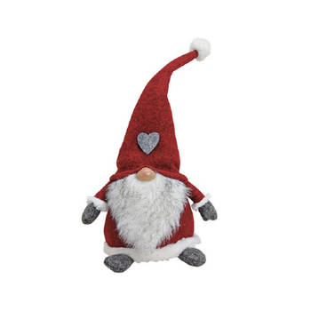 Pluche gnome/dwerg decoratie pop/knuffel wit/rood/grijs 16 x 20 x 40 cm - Kerstman pop