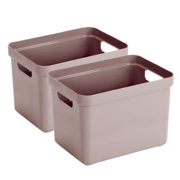2x stuks roze opbergboxen/opbergmanden 18 liter kunststof - Opbergbox