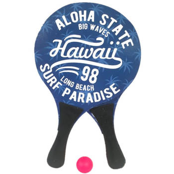 Houten beachball set met Hawaii print - Beachballsets