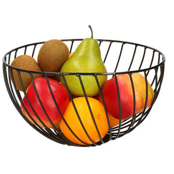 Metalen fruitmand/fruitschaal zwart rond 25 cm - Fruitschalen