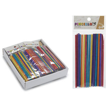 40x stuks ronde multi-color kleur hobby knutselen houtjes/ijslollie stokjes 15 x 0.5 cm - Houten knutselstokjes