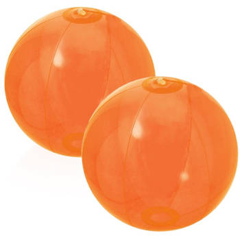 2x stuks opblaasbare strandballen Beach fun plastic oranje 28 cm - Strandballen