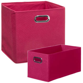 Set van 2x stuks opbergmanden/kastmanden 7 en 29 liter framboos roze van linnen 31 cm - Opbergkisten