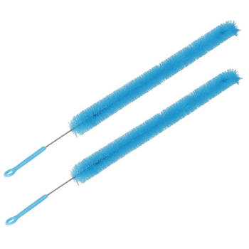 2x Radiatorborstel / verwarmingsborstel blauw 72 cm - plumeaus