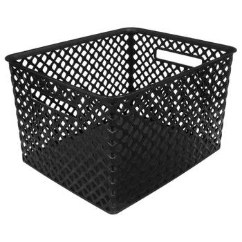 5Five Opbergmand/box van kunststof - zwart - 30 x 37 x 21 cm - 19 liter - Opbergmanden