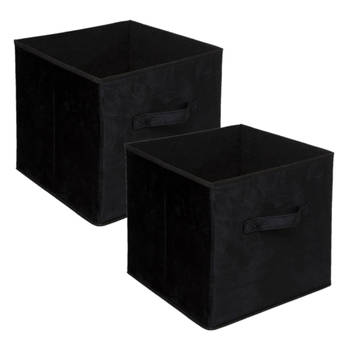 Set van 2x stuks opbergmand/kastmand 29 liter zwart polyester 31 x 31 x 31 cm - Opbergmanden