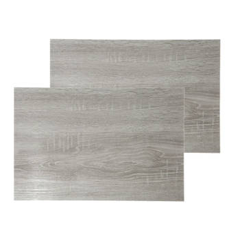 Set van 4x stuks placemats hout print grijs PVC 45 x 30 cm - Placemats