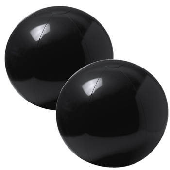 2x stuks opblaasbare strandballen extra groot plastic zwart 40 cm - Strandballen