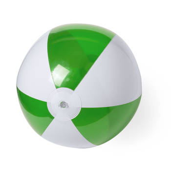 Opblaasbare strandbal plastic groen/wit 28 cm - Strandballen