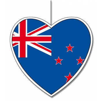3x Nieuw Zeeland hangdecoratie harten 28 cm - Feestdecoratievoorwerp