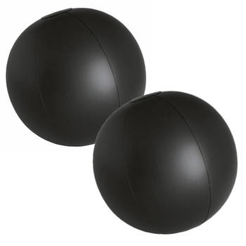 2x stuks opblaasbare zwembad strandballen plastic zwart 28 cm - Strandballen