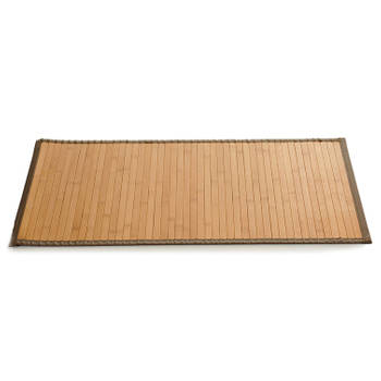 Giftdecor Vloermat - anti-slip - bamboe - 50 x 80 cm - grijze rand - Badmatjes