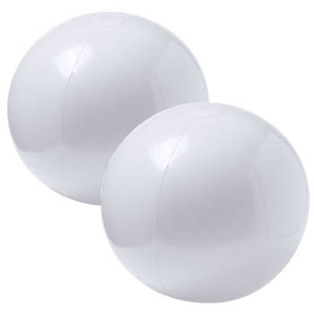 2x stuks opblaasbare strandballen extra groot plastic wit 40 cm - Strandballen