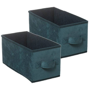 Set van 2x stuks opbergmand/kastmand 7 liter petrol groen polyester 31 x 15 x 15 cm - Opbergmanden