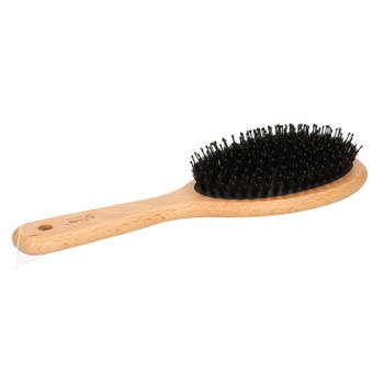 Haarborstel ovaal naturel met kunststof en varkenshaar 24,5 cm van hout - Haarborstels