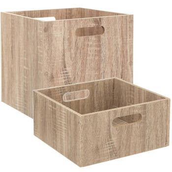 Set van 2x stuks opbergmanden/kastmanden 14 en 29 liter naturel van hout 31 cm - Opbergkisten