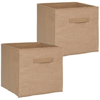 Set van 2x stuks opbergmand/kastmand 29 liter bruin/naturel jute 31 x 31 x 31 cm - Opbergmanden