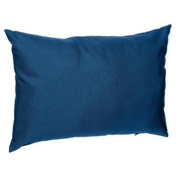 Bank/sier/tuin kussens voor binnen en buiten in de kleur indigo blauw 30 x 50 x 10 cm - tuinstoelkussens