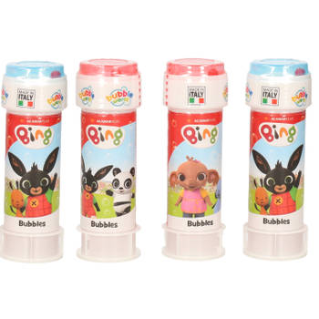 4x Bing konijn bellenblaas flesjes met bal spelletje in dop 60 ml voor kinderen - Bellenblaas