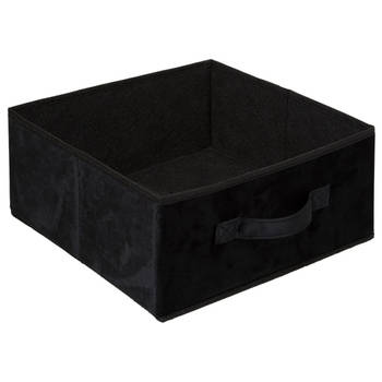 Opbergmand/kastmand 14 liter zwart polyester 31 x 31 x 15 cm - Opbergmanden