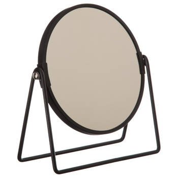Dubbele make-up spiegel/scheerspiegel op voet 19 x 8 x 21 cm zwart - Make-up spiegeltjes
