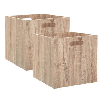 Set van 2x stuks opbergmand/kastmand 29 liter bruin/naturel van hout 31 x 31 x 31 cm - Opbergmanden