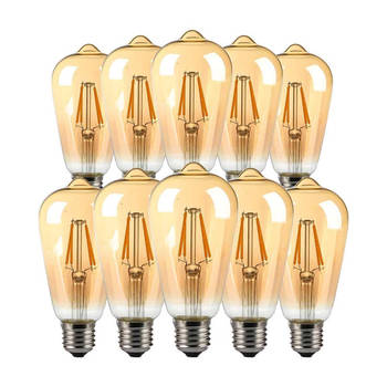 V-TAC VT-1964-N 10 Set E27 LED Lampen - Amber - ST64 - IP20 - 4W - 350 Lumen - 2200K