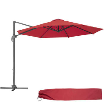 tectake - parasol Daria wijnrood - 403135- met beschermhoes