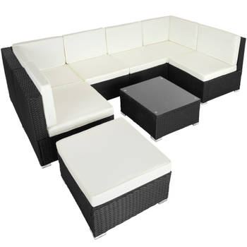 tectake - Wicker loungeset zitgroep tuinset Venetië - losse elementen - zwart - 403421