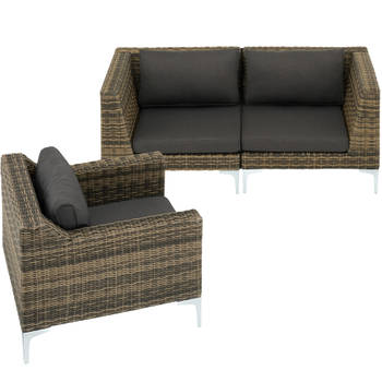 tectake - Modulaire wicker set Villanova linker deel rechter deel en fauteuil - 404655