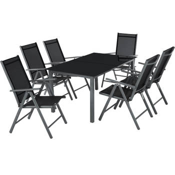 tectake tuinset 6+1, aluminium frame 6 stoelen en 1 tafel - donkergrijs - 402166