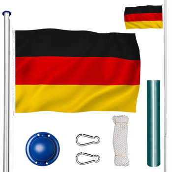 tectake - vlaggenmast, incl duitse vlag, max 620 cm 402125