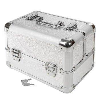 tectake® - Beautycase - Afsluitbaar - Zilver - 401068