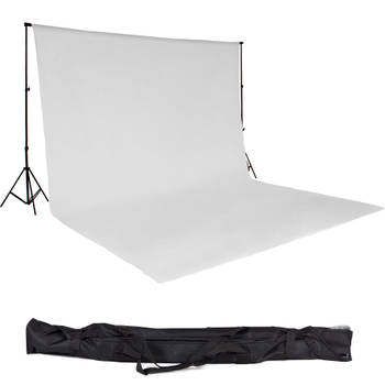 tectake® - achtergrondsysteem fotografie - doek met statief - wit - 400780