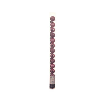 14x stuks kleine kunststof kerstballen lippenstift roze 3 cm - Kerstbal