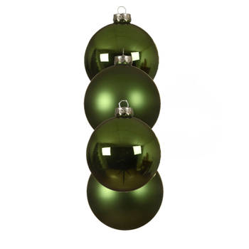 4x stuks glazen kerstballen groen 10 cm mat/glans - Kerstbal