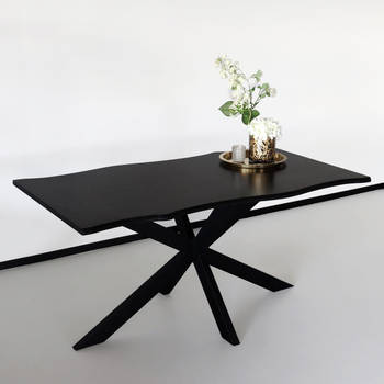 Eettafel langwerpig 180cm Jeffo zwart langwerpige tafel