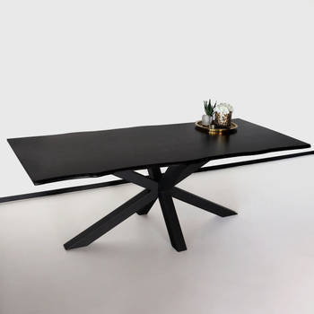 Eettafel langwerpig 220cm Jeffo zwart langwerpige tafel