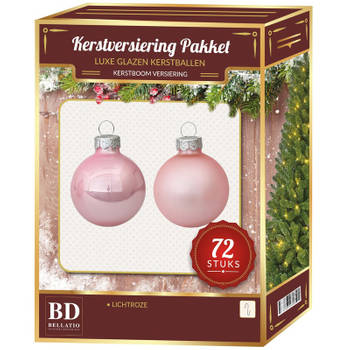 Roze kerstballen pakket 72-delig Christmas Sweet Pink Glass - Kerstbal