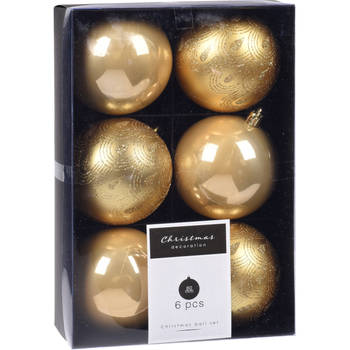 12x Kerstboomversiering luxe kunststof kerstballen goud 8 cm - Kerstbal