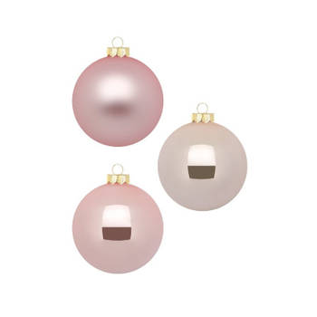 6x stuks glazen kerstballen 10 cm parel roze glans en mat - Kerstbal
